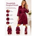 thumbnail image 4 of DAKIMOE Silk Satin Robes for Women Bride Bridesmaid Party 3/4 Sleeve Sexy Short Bath Robe Comfy Sleepwear Loungewear Nightwear for Womens, Pure Red, L, 4 of 8