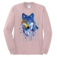 thumbnail image 2 of Wolf Painting Splatter Abstract Art Animal Lover Mens Long Sleeve Shirt, Light Pink, Large, 2 of 3