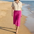 thumbnail image 2 of iHPH7 Womens Summer Bermuda Linen Shorts Knee Length Lightweight Summer Casual Beach Shorts with Pockets Women Casual Summer (S-5XL), 2 of 9