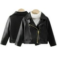 thumbnail image 4 of EsaierrBoys Girls Fall Winter Motorcycle Faux Leather Jackets for Toddler Kids with Oblique Zipper Coats Baby Casual Short Outerwear Jackets 1-7Y, 4 of 8