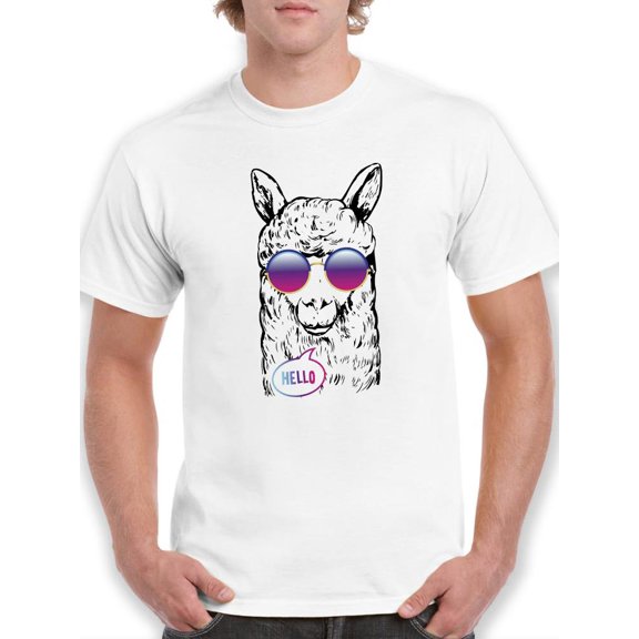 Hello Llama T-Shirt Men -SPIdeals Designs, Male Medium
