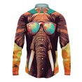 thumbnail image 4 of Camisa con solapa de animal para hombre, estampado de elefante en 3D, camisas casuales de moda para hombre y mujer, camisas de manga larga con botones, ropa de calle de gran tamaño unisex, 4 of 5