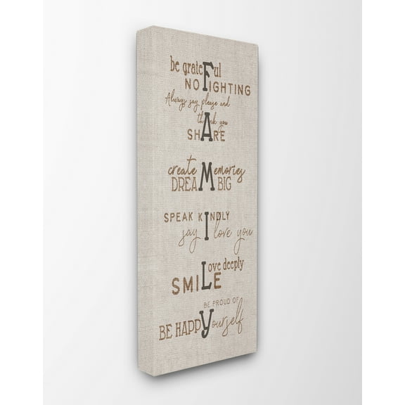 Stupell Industries Grateful Happy Family Typography Painting Gallery Wrapped Canvas Art Print Wall Art, 10 x 24