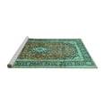 thumbnail image 2 of Ahgly Company Machine Washable Indoor Square Medallion Turquoise Blue Traditional Area Rugs, 7' Square, 2 of 4