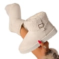 thumbnail image 3 of Puntoco Women's Suede Short Snow Boots, Lined Warm Winter Booties, Turn‑Down Fur Cuff Buckle Decor Non‑Slip Platform Thick Sole Comfort Boots White, 3 of 9