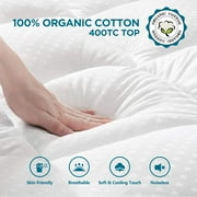 INGALIK Plush Soft Mattress Topper, Queen, 400TC Extra Thick Breathable Pad, Cooling Technology, Pressure Relief, 8-21 Deep Elastic Pocket, White
