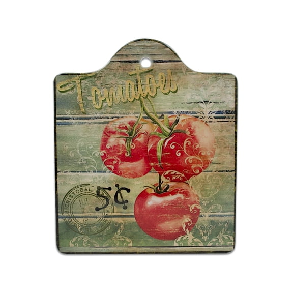 GENL Cork-Backed Ceramic Multicolor Trivet Cheeseboard: Vintage Tomatoes | 6.25x7.5