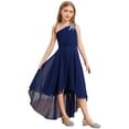 thumbnail image 4 of Jizyo Robe de Demoiselle d'Honneur à une Épaule Froncée Robe de Fête de Mariage Ligne A Maxi Robes d'Été Bleu Marine 12, 4 of 7