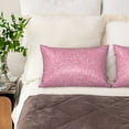 thumbnail image 4 of Bingfone Glitter Pink Print Satin Pillowcase for Hair - Standard Size with Zipper Silky & Soft Pillow Covers,20x30 inches, 4 of 8