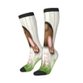 thumbnail image 2 of Daiia Sports Socks Brown Bunny Printed Novelty Crew Socks for Men Women Knee High Socks Cotton Socks Soft & Breathable Support Unisex Socks, 2 of 9
