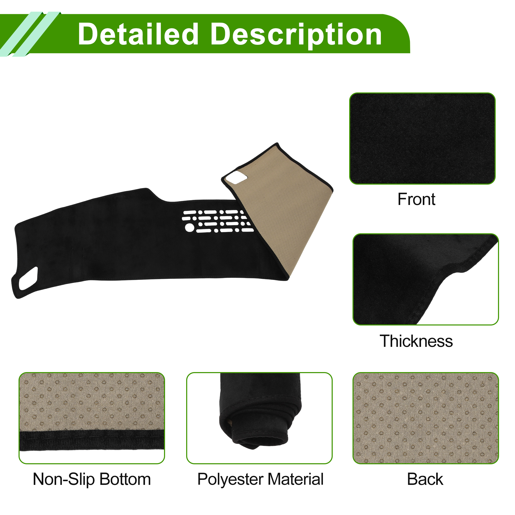 Unique Bargains Dash Cover for Kia K4 2025 Dashboard Anti-Slip Flannel Black