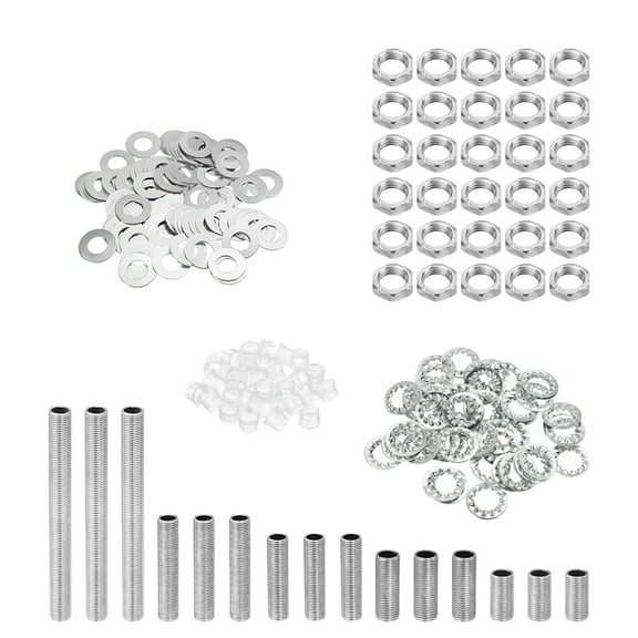Uxcell M10 Thread 5 Size Lamp Pipe Kit with Lock Nuts Washers Fasteners Assortment Hardware 3 Set
