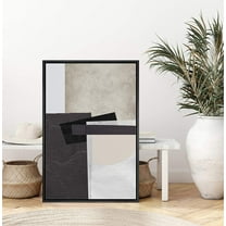 IDEA4WALL Framed Canvas Art Wall Decor Black, White, Gold and Gray Color Block Abstract Brushstroke Oil Painting Minimalism Decorative Elements for Dorm Home Office - 24"x36"