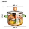 thumbnail image 2 of Glass Cooking Pot with Lid, Clear Simmer Pot, 1500ml Heat-Resistant Borosilicate Glass Cooking Pan, Transparent Glass Saucepan Stockpot with lid and Double Handles, 2 of 7
