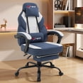 thumbnail image 7 of Walsunny Ergonomic Gaming Chair, Office Chair with High Back and Lumber Support, Swivel Racing Chair with Adjustable Pillows and Footrest, Blue, 7 of 7