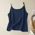 thumbnail image 2 of ORT Cotton Linen Camisole Tops Women Spaghetti Strap Loose Fit Tank Top Cami Summer Casual Sleeveless Shirts Blouse(Navy,XXL), 2 of 6