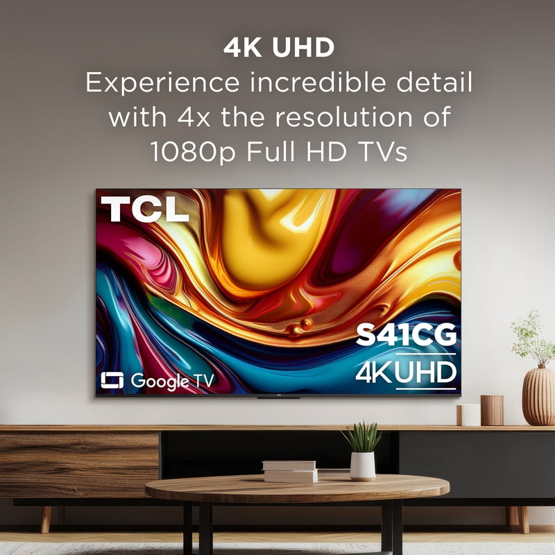 TCL 55" Class S41CG Series 4K UHD LED Smart Google TV (Limited Edition) - Dolby Vision HDR & Dolby Atmos, Google Assistant & Amazon Alexa Compatible with Voice Remote - 55S41CG front and back view