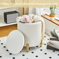 thumbnail image 2 of YYEAN Round Ottoman Foot Stool with Storage and Metal Legs for Living Room Bedroom, Velvet Upholstered Footrest Stool Support 300lbs Modern Padded Seat Ottoman Coffee Table-Cream, 2 of 11