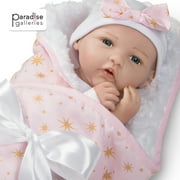 Paradise Galleries Reborn Baby Doll in Silicone Vinyl, 19 inch Newborn Girl Baby Bundles: Born To Sparkle, 7-Piece Ensemble