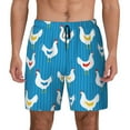 thumbnail image 2 of Picia Cartoon Chicken pattern Mens Swim Trunks with Compression Liner Stretch Beach Shorts Quick Dry with Zipper Pockets No-Chafing Board Shorts-3X-Large, 2 of 9