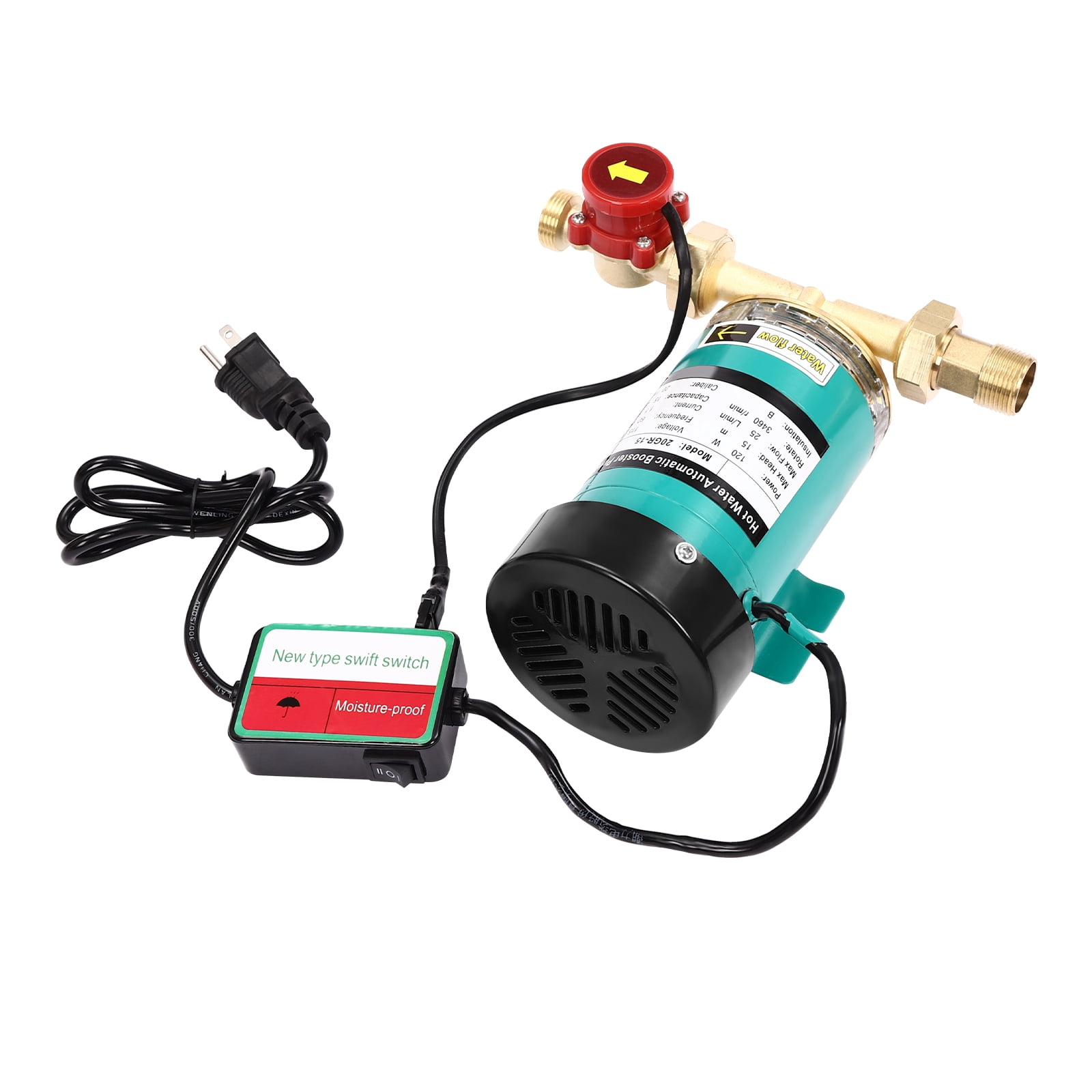 Water Pressure Booster Pump 120w 21.7psi 396gph Automatic Household Water Pressure Booster Pump Pressure Pump for Duplex Apartments Suburban Villas High-Rise Buildings with Low Water Pressure