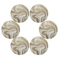thumbnail image 3 of Round Placemats Set of 4 Heat Resistant Washable Kitchen Table Decorations 15.4in Gold and White Marble, 3 of 7