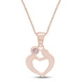 thumbnail image 5 of AFFY Round Simulated Tourmaline Mom Love Heart Pendant Necklace 14K Rose Gold over Silver, 5 of 5