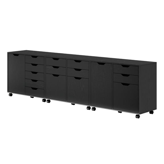 Contemporary Home Living 3-Piece Wooden Storage Cabinet Set with File Drawer - 32" - Black