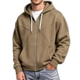 thumbnail image 3 of Men's Fleece Full Zip Hoodie, Fall Long Sleeve Hooded Sweatshirt Coat, Loose Causal Hoodie Jackets with Pockets, 3 of 6