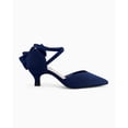 thumbnail image 3 of Women  Low Kitten Heel Bow Heels Dress Shoes Closed Pointed Toe Ankle Strap Elegant Wedding Party Pumps, 3 of 5