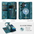 thumbnail image 4 of CaseMe Leather Case for iPhone 17,2 in 1 Detachable Wallet Case with 8-Card Holder Zipper Bills Slot,Magnetic Shockproof Flip Leather Cover Zipper Pocket Phone Cases,Blue,For iPhone 17, 4 of 11