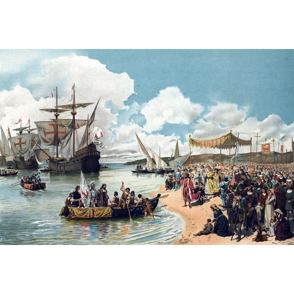 24x36 gallery poster, Vasco da Gama leaving the port of Lisbon, Portugal
