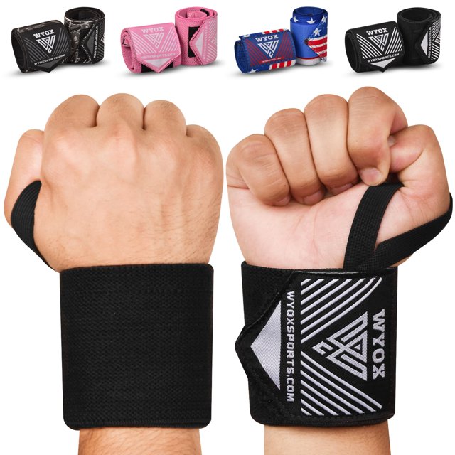 WYOX Weightlifting Wrist Wraps 18" Professional Quality Wrist Support with Heavy Duty Thumb Loop Best Wrap for Powerlifting Competition Strength Training Bodybuilding Gym Workout Bands for Stability