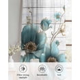 thumbnail image 6 of Teal Tulip Butterfly Sheer Curtains 54 Inch Length 2 Panels Set for Living Room/Bedroom, Beige Turquoise Floral Grey Wooden Kitchen Curtains Grommet Semi-Sheer Curtains Window Treatments 42"x54"x2, 6 of 7