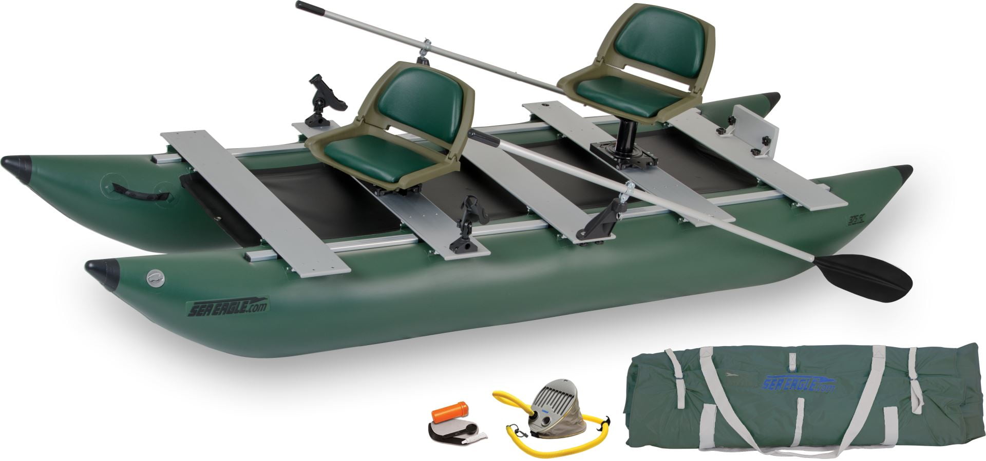 Sea Eagle Green 375FC Inflatable FoldCat Fishing Boat Deluxe Guide
