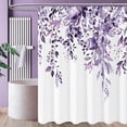 thumbnail image 6 of Purple Eucalyptus Leaves Shower Curtain, Watercolor Plant with Floral Waterproof Shower Curtain Set for Bathroom Decor with Hooks, 72x72, 6 of 6