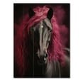 thumbnail image 3 of Designart "Vibrant Equine Black and Pink Horse Majesty II" Animals Print on Natural Pine Wood, 3 of 5