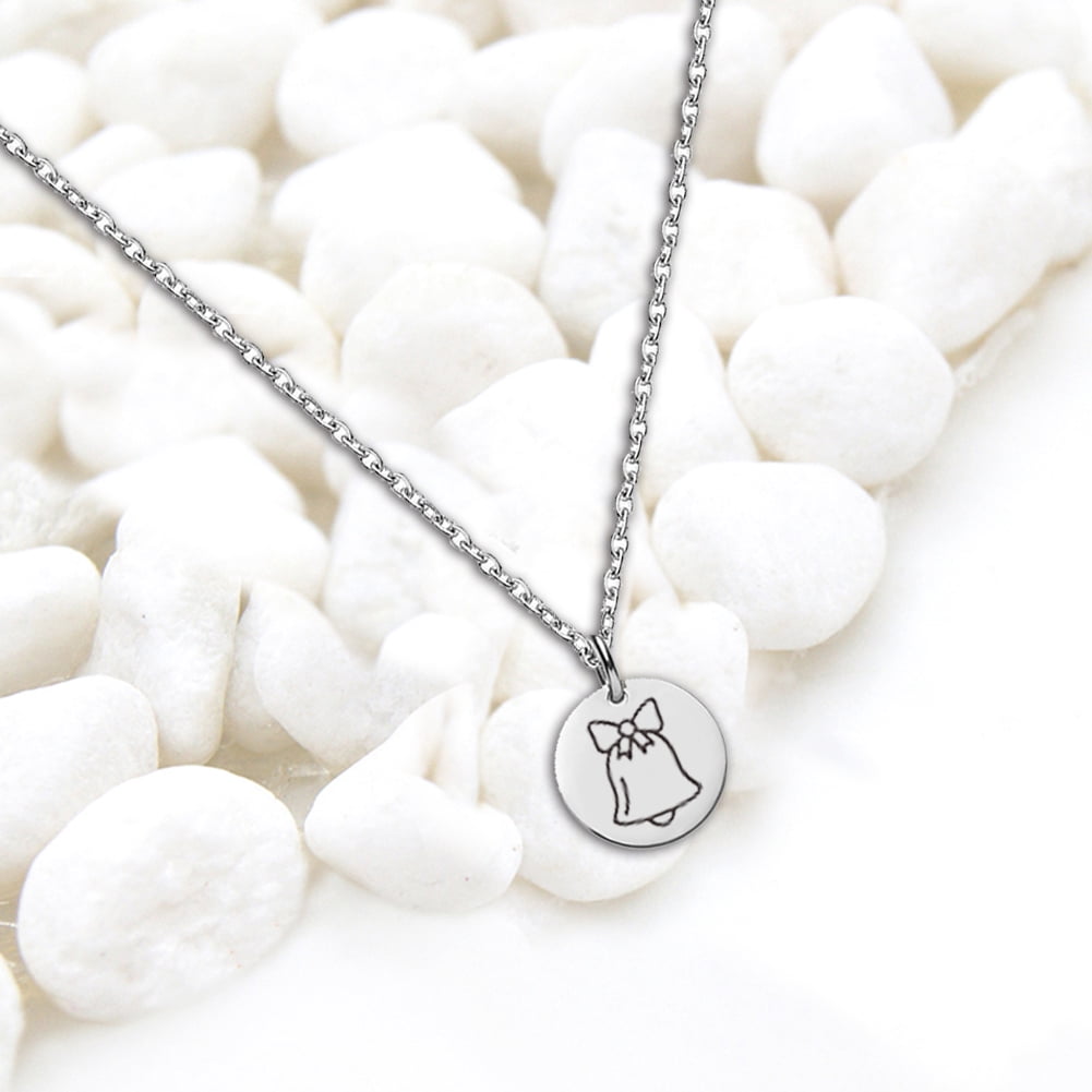 Anavia Round Christmas Bell Stainless Steel Silver Disc 10mm Pendant Jewelry with Gift Box