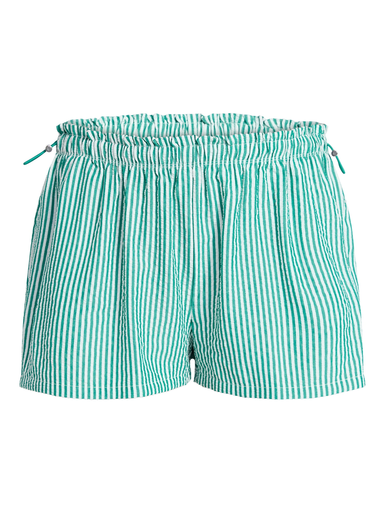 No Boundaries Striped Seersucker Bungee Shorts, 2" Inseam, Women's XXS-XXL