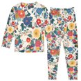 thumbnail image 2 of FORMRS Long Sleeve Top and Pants Pajama Set for Niños 2-Piece Sleepwear, Sizes 18M-8Y, Red Japanese Floral Pattern, 2 of 6