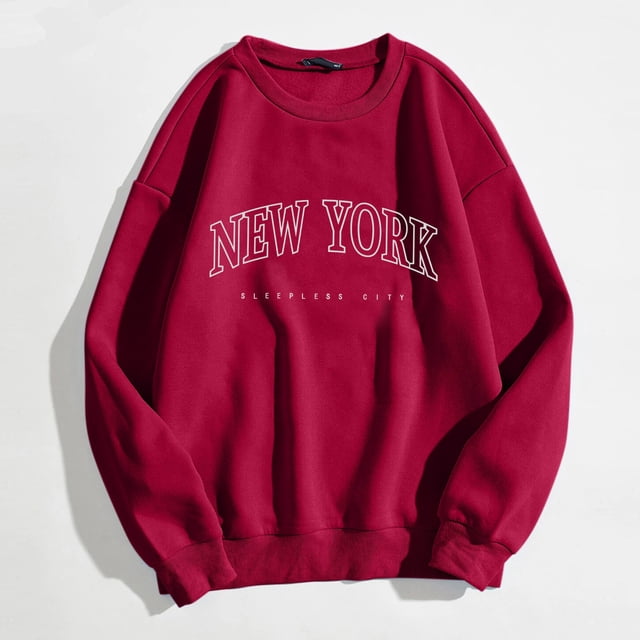 UANWENN Tee-Shirts Graphiques Décontractés à Manches Longues pour Femmes, Chandails en Molleton à Col Rond, Hauts à Enfiler pour Femmes, Vêtements d'Automne, Chandails en Molleton Courts pour Femmes, Haut d'Entraînement à Main Complète, Chandails à Capuchon Butter, Couleur