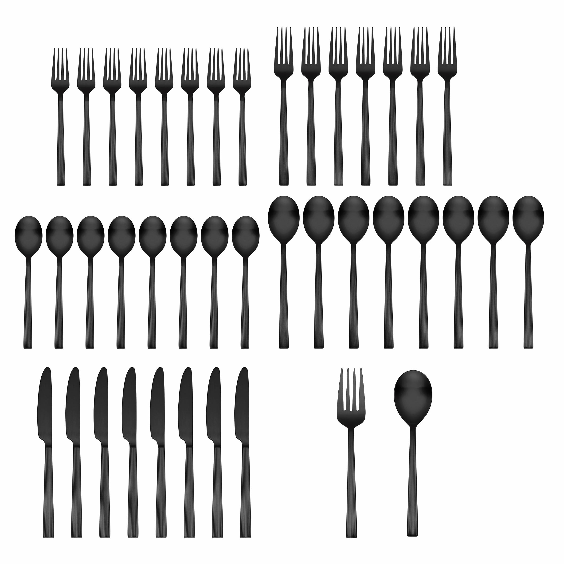 Better Homes & Gardens, River Black 42-Piece Stainless Steel Flatware Set, Service for 8