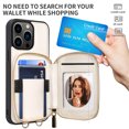 thumbnail image 6 of Jiahe Cover for iPhone 14 Pro, Crossbody Zipper Wallet Case,Shockproof PU Leather Kickstand Folio Case with Card Slots Holder Shoulder Strap Lanyard Case Cover, white, 6 of 7