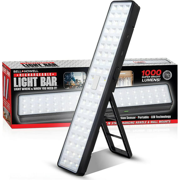 Bell and Howell Portable Light Bar Rechargeable LED Light with Stand 1000 Lumens Brightness