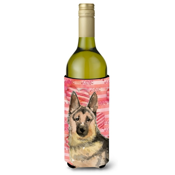 Carolines Treasures BB9488LITERK German Shepherd Love Wine Bottle Beverge Insulator Hugger  Wine Bottle multicolor