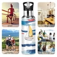 thumbnail image 7 of Yayeee 20oz Insulated Water Bottle Double Wall Stainless Steel with Flip Straw Lid, Dark Blue Hand Drawn Sailboats, 7 of 7