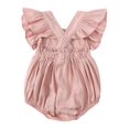 thumbnail image 6 of mgoYE Baby Girls Playsuits Ruffled Bodysuit 3 6 12 18 Month Fly Sleeve Romper Newborn Cotton Linen Jumpsuit Infant Summer Clothes(Pink,18-24 Months), 6 of 7