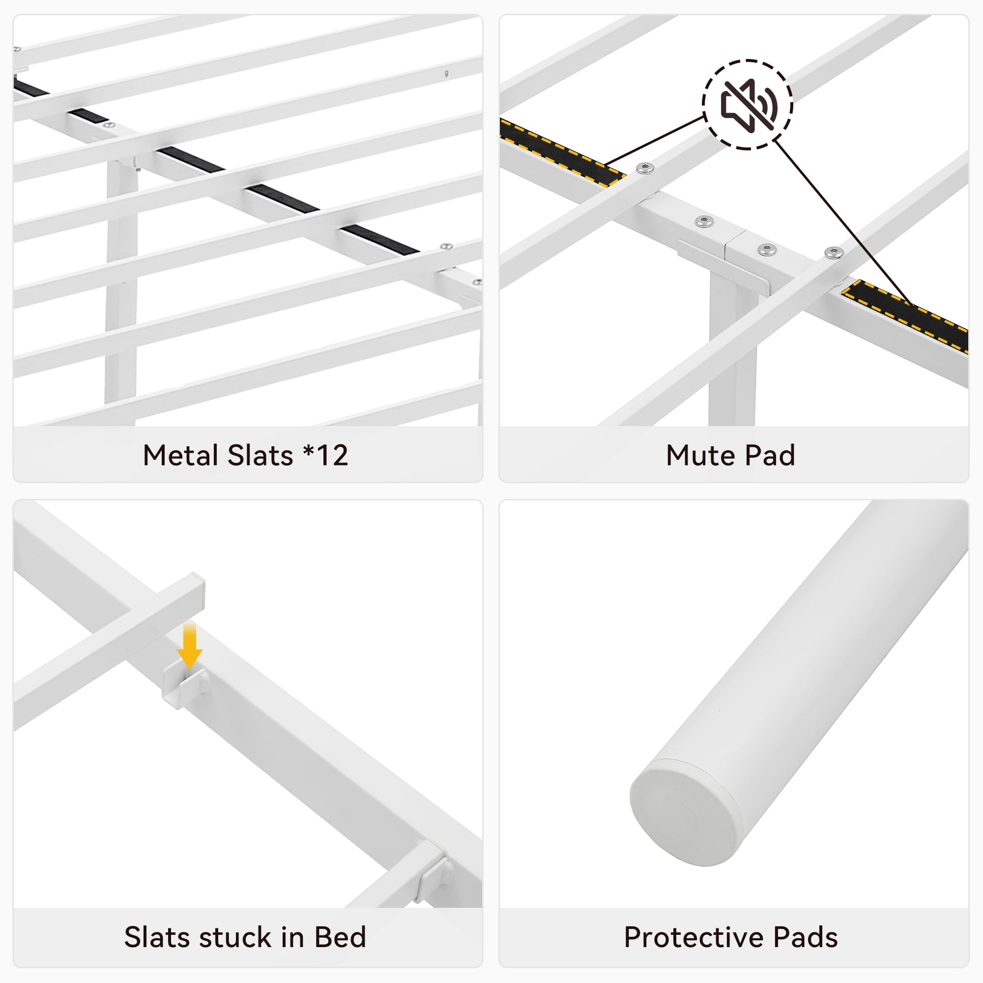 King Size Bed Frame with Headboard and Footboard,Bed Frame King Size,Metal Bed Mattress Foundation,Under Bed Storage,No Box Spring Needed