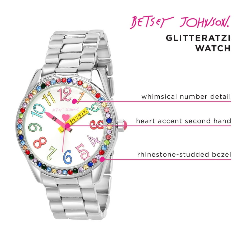 (#033) Betsey Johnson Glitter XOX w/ Rhinestone Women\'s Watch 033) Betsey Johnson Glitter XOX w/ | Mercari main image 3