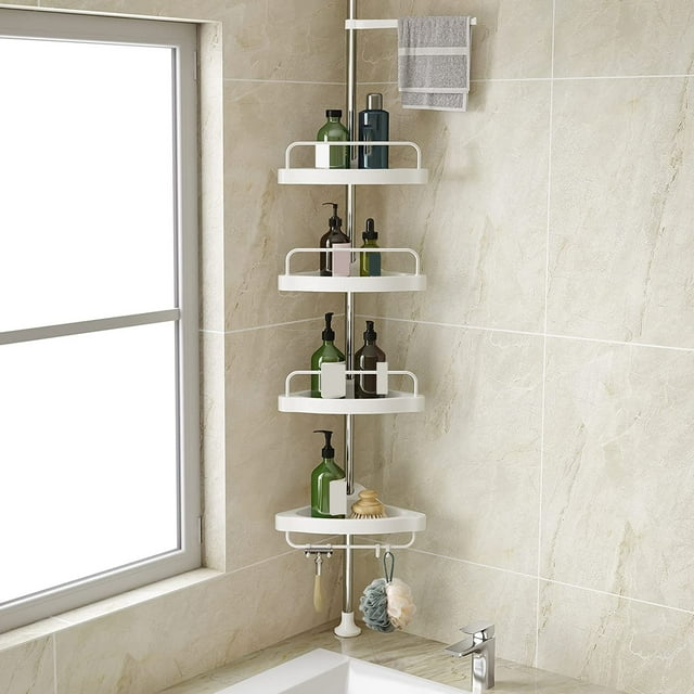 Shisuyan Hamitor Corner Shower Shelf Adjustable 4 Tiers Telescopic Shower Storage Rack Towel Rack Shampoo Holder Bathroom Accessory